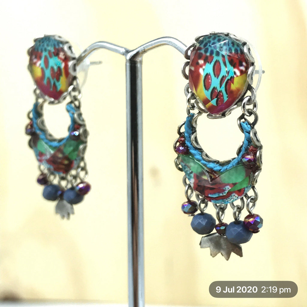 Ayala Bar Aqua & Red Israeli Earrings - La Trobe Jewellery
