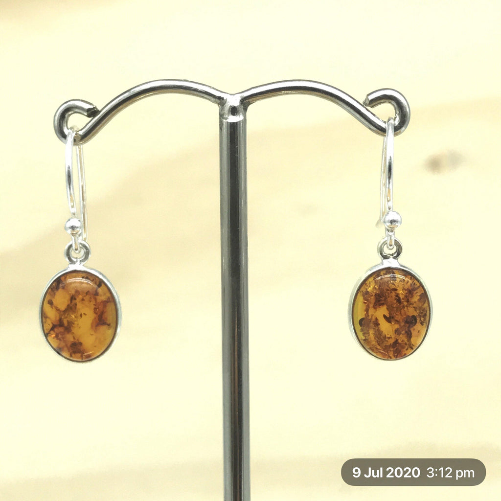 Sterling Silver Amber Oval Earrings - La Trobe Jewellery