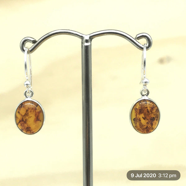 Sterling Silver Amber Oval Earrings - La Trobe Jewellery