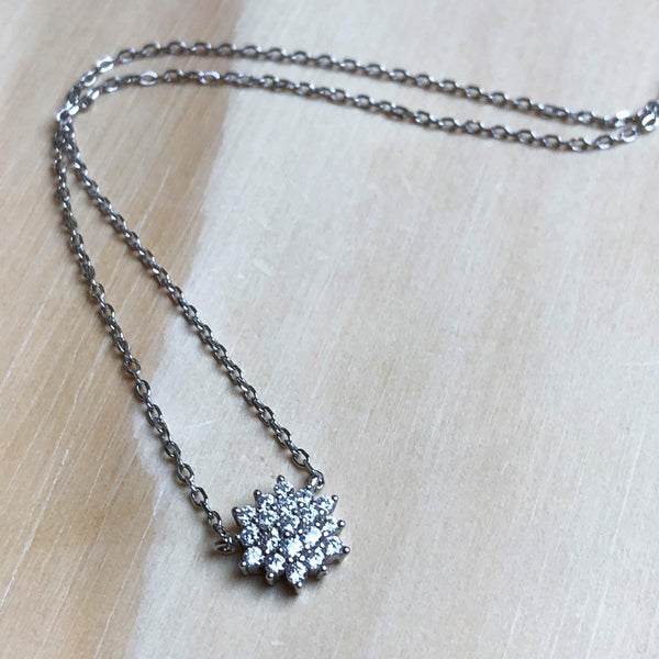 Cubic Zirconia Flower Necklace - La Trobe Jewellery