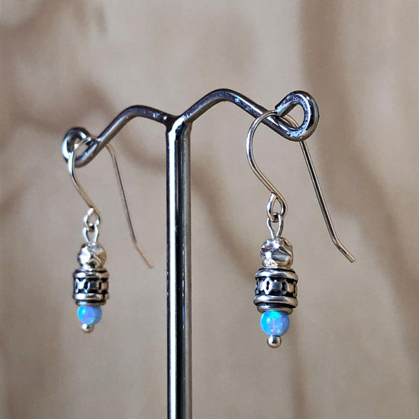 Sterling Silver Opal & Yellow Gold Israeli Drop Earring - La Trobe Jewellery