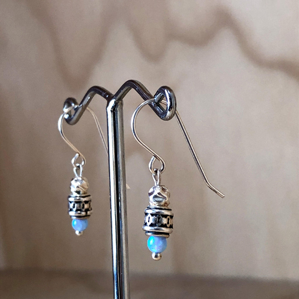 Sterling Silver Opal & Yellow Gold Israeli Drop Earring - La Trobe Jewellery