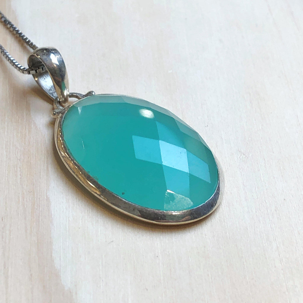 Gemstone Chalcedony Oval Pendant - La Trobe Jewellery