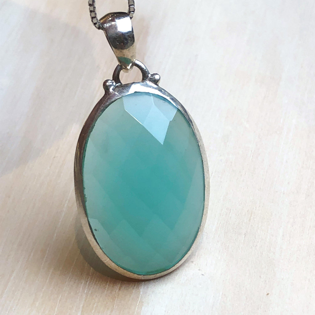 Gemstone Chalcedony Oval Pendant - La Trobe Jewellery