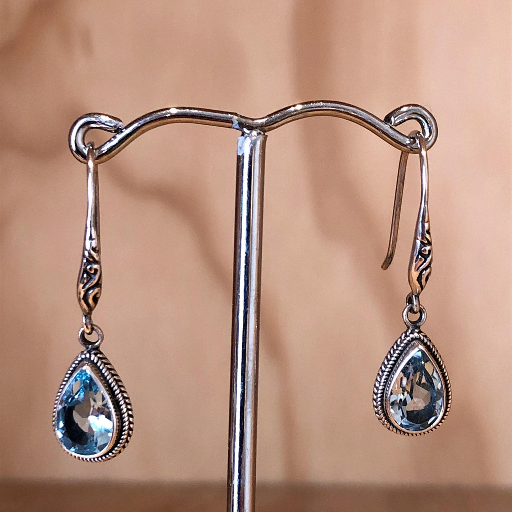 Sterling Silver Blue Topaz Drop Earring - La Trobe Jewellery
