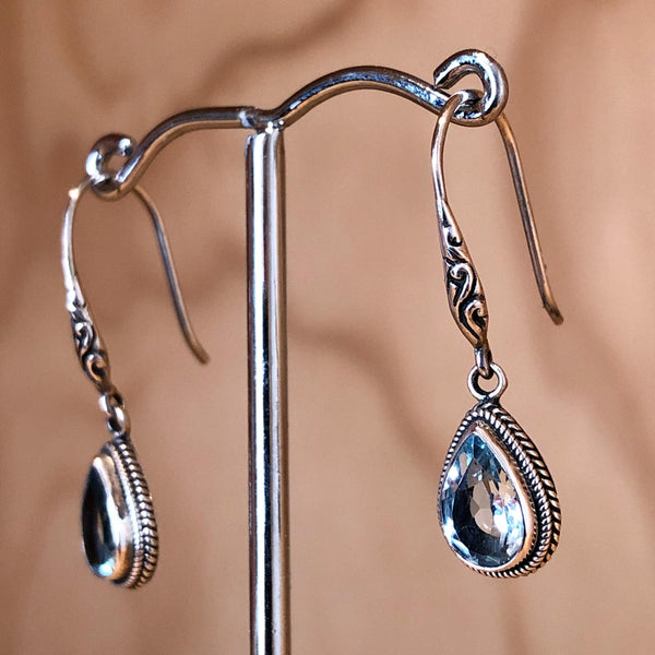 Sterling Silver Blue Topaz Drop Earring - La Trobe Jewellery