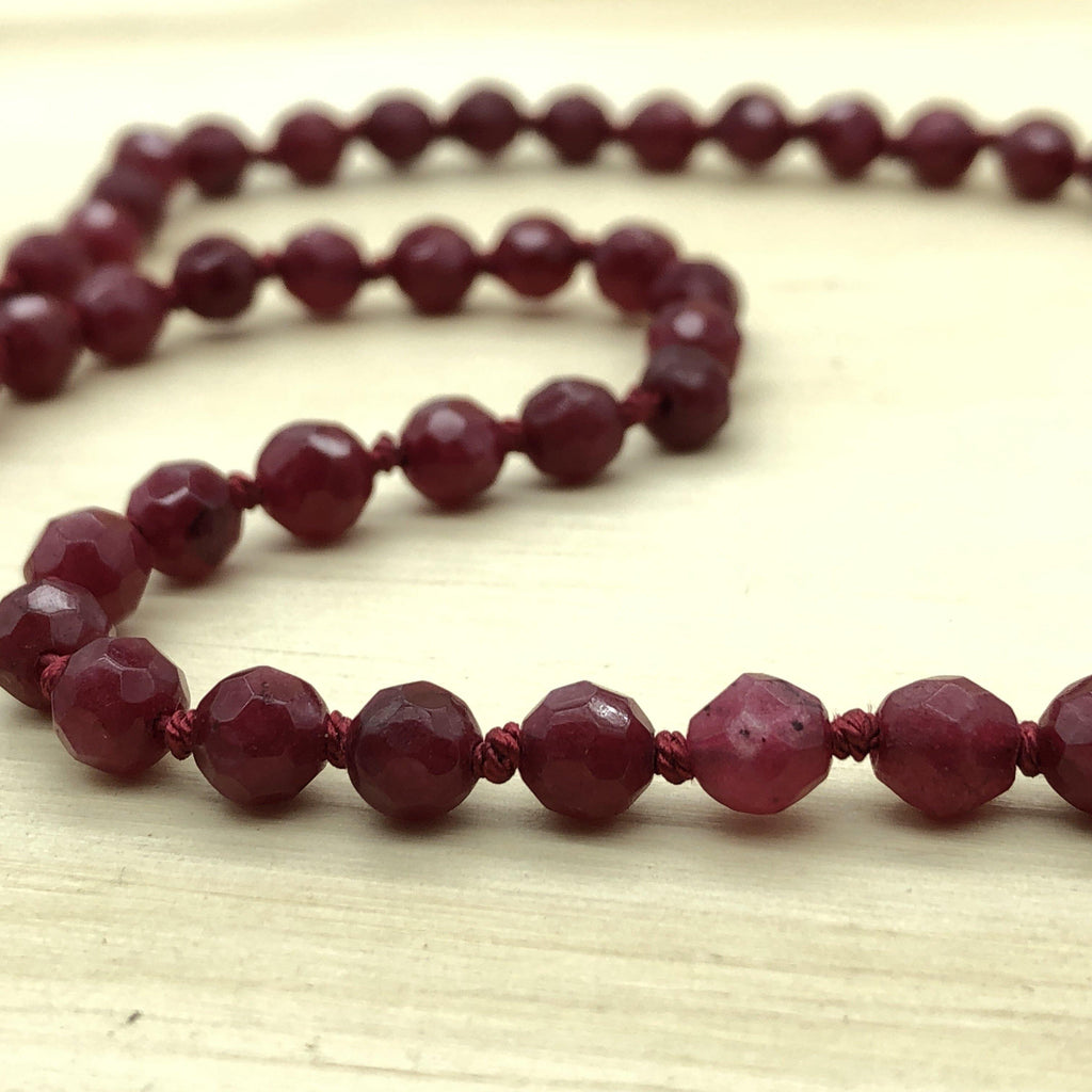 Gemstone Ruby Silk Knotted Necklace - La Trobe Jewellery