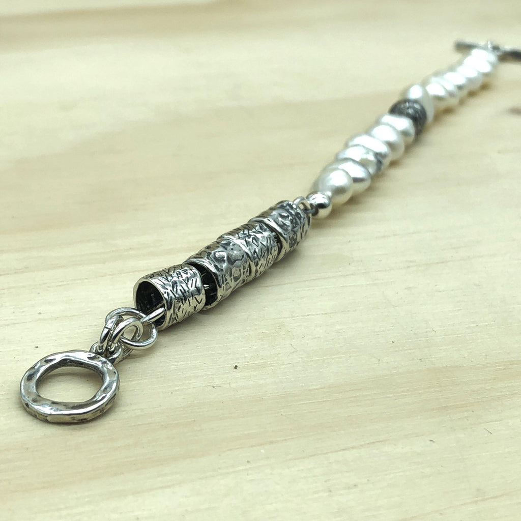 Sterling Silver & White Pearl Israeli Bracelet - La Trobe Jewellery