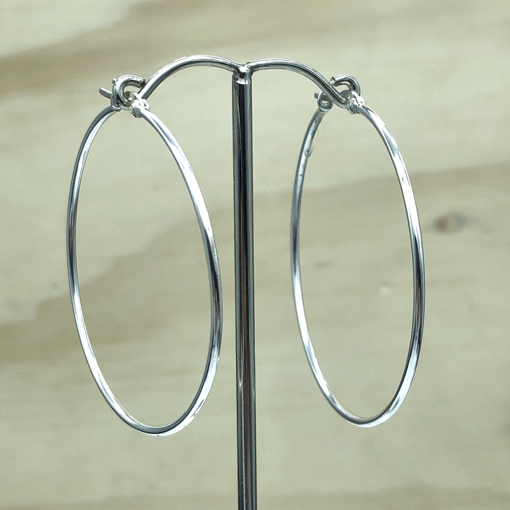 Sterling Silver Plain Loops 50mmx1.0mm - La Trobe Jewellery