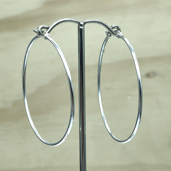 Sterling Silver Plain Loops 50mmx1.0mm - La Trobe Jewellery