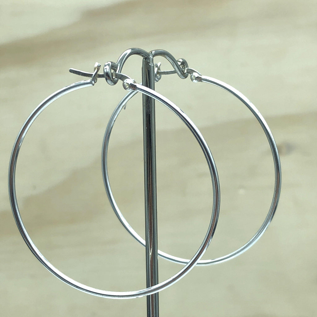 Sterling Silver Plain Loops 50mmx1.0mm - La Trobe Jewellery