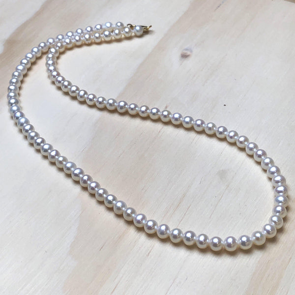 Gold Plated Necklace pearl white small 21" - La Trobe Jewellery