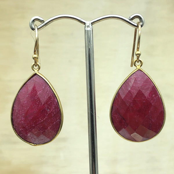 Sterling Silver Gold Rubellite Teardrop Earring - La Trobe Jewellery