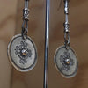 Israeli Earrings Engraved Beaten Silver Discs Long Drops - La Trobe Jewellery