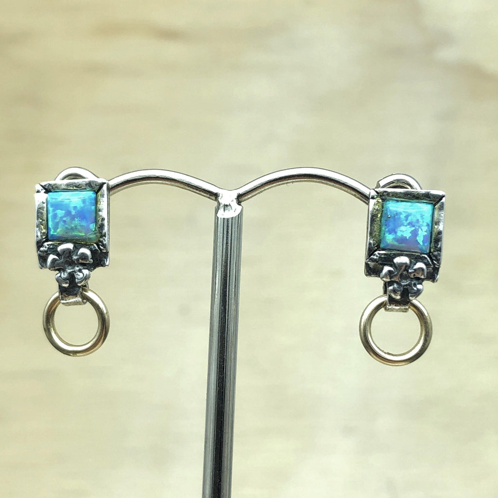 Sterling Silver, Gold & Opal Israeli Stud - La Trobe Jewellery