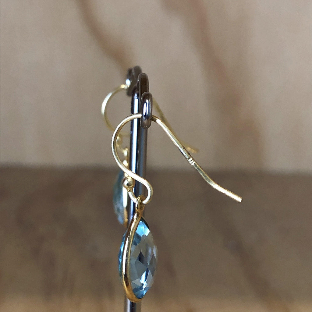 Sterling Silver Earrings 14ct YG topaz faceted tear - La Trobe Jewellery