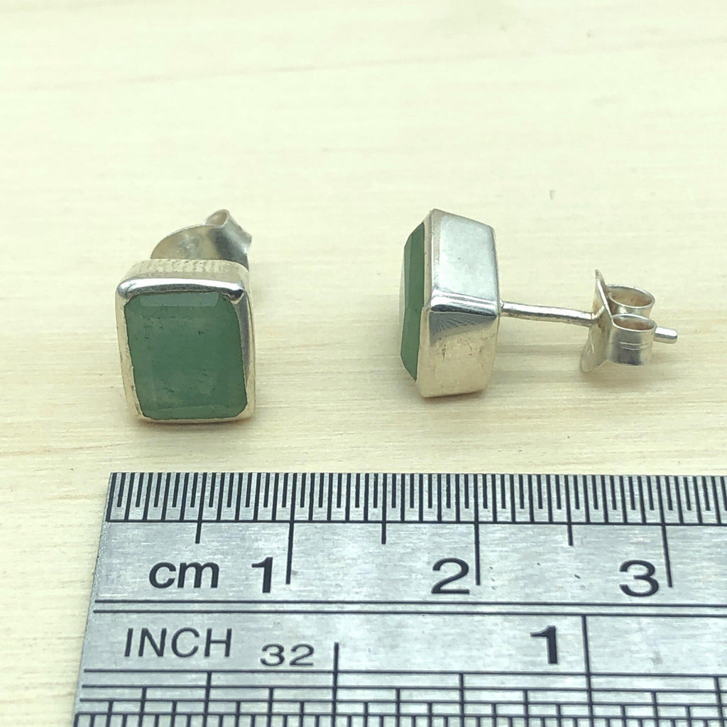 Sterling Silver Green Chalcedony Square Stud - La Trobe Jewellery