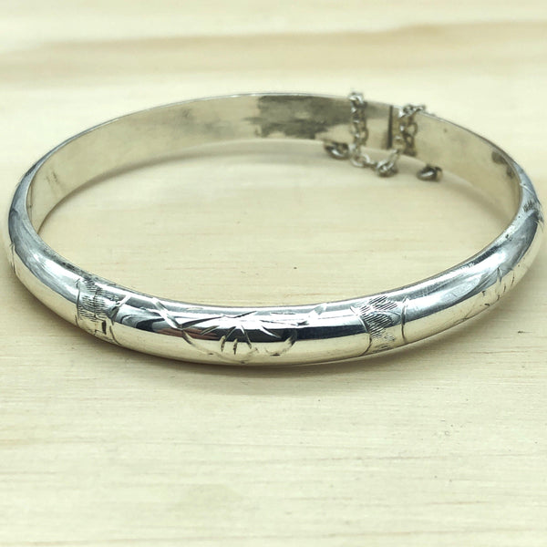 Sterling Silver Etched Bangle - La Trobe Jewellery
