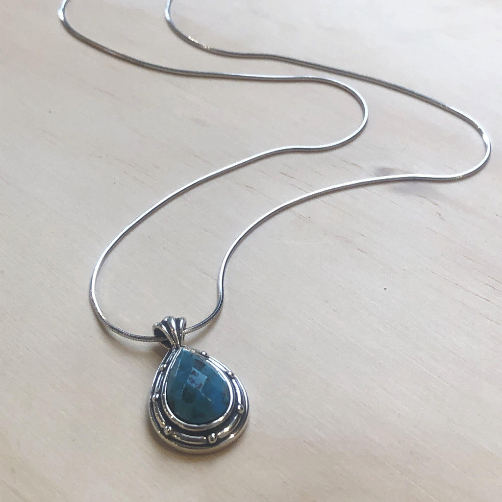 Gemstone Turquoise Teardrop Pendant - La Trobe Jewellery