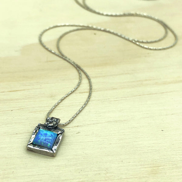 Sterling Silver, Gold & Opal Israeli Necklace - La Trobe Jewellery