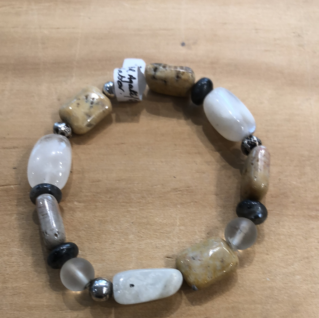 Sterling Silver Bracelet agate/quartz/labradite mix - La Trobe Jewellery