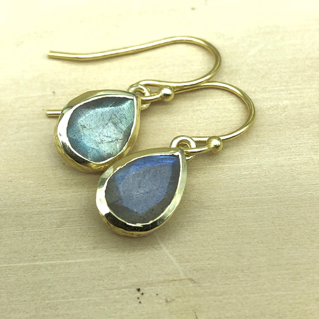 Sterling Silver Gold Labradorite Teardrop Earring - La Trobe Jewellery