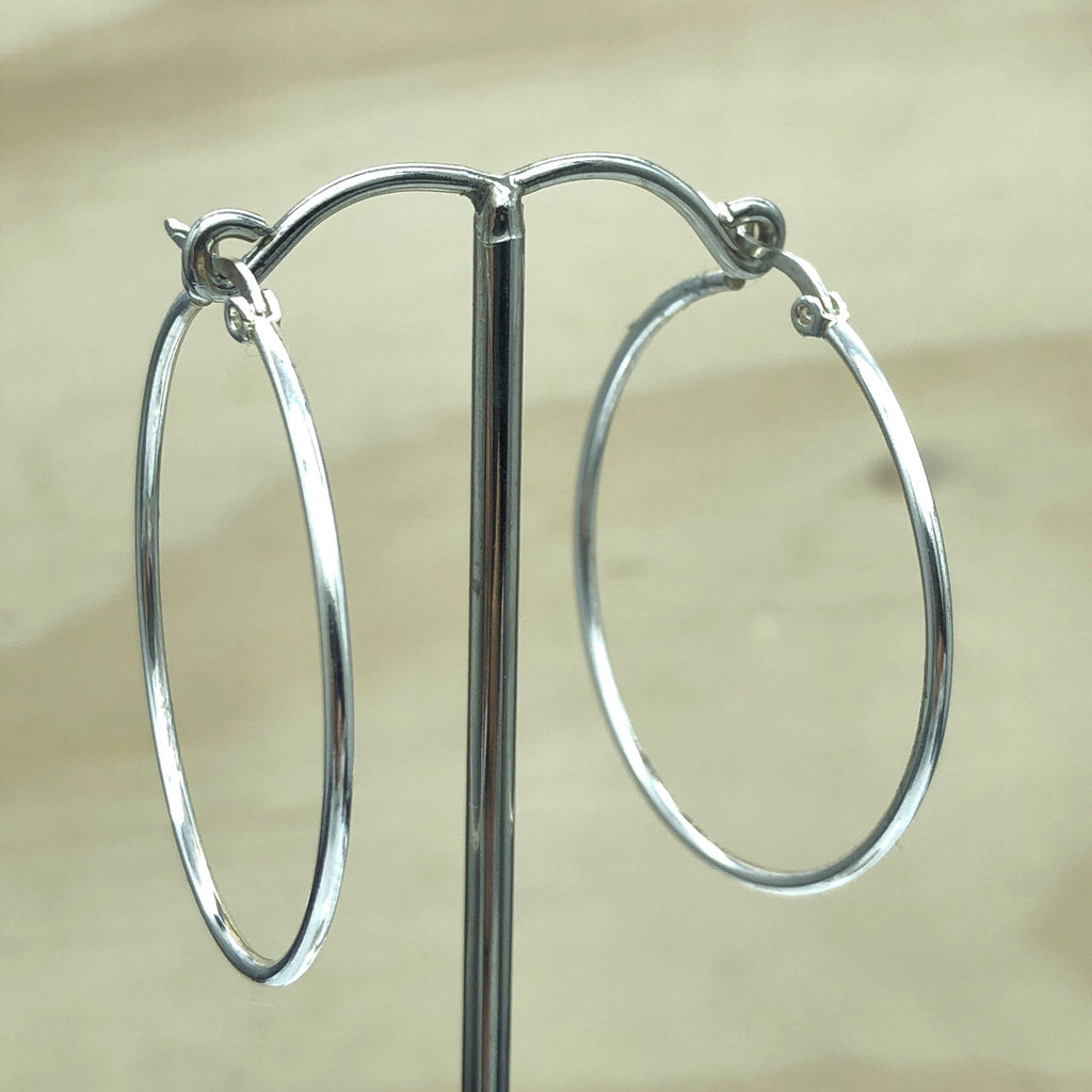 Sterling Silver Plain Loops 40mmx1.0mm - La Trobe Jewellery