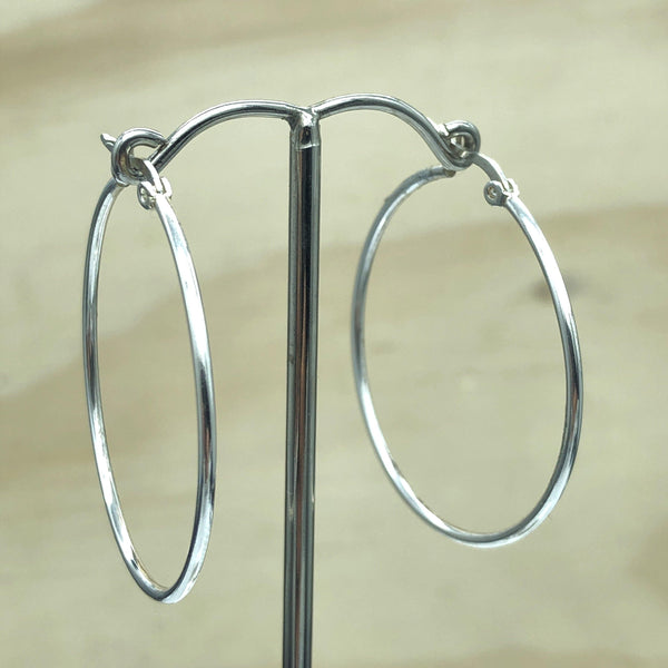 Sterling Silver Plain Loops 40mmx1.0mm - La Trobe Jewellery