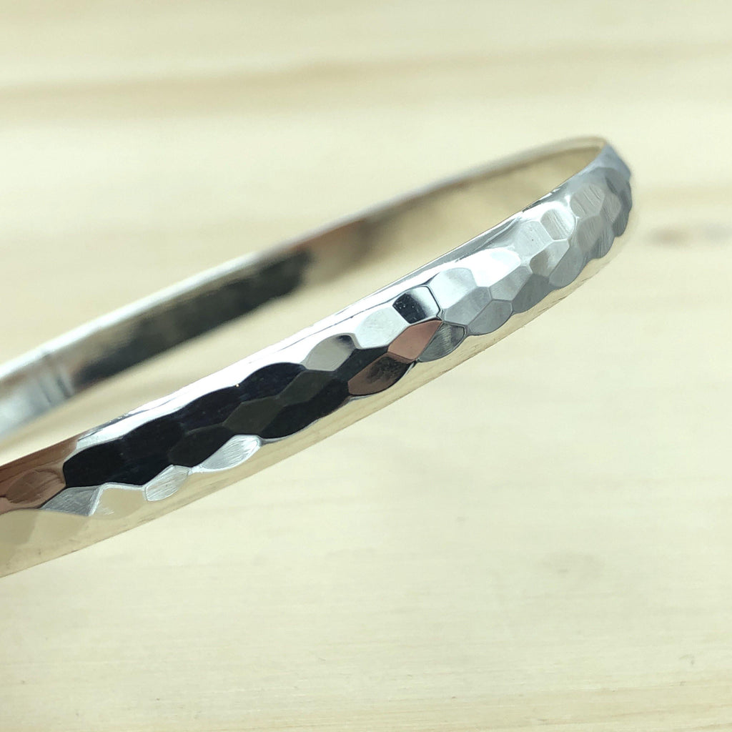 Sterling Silver Beaten Bangle - La Trobe Jewellery