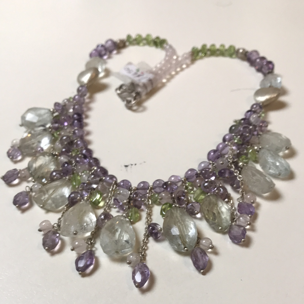 Sterling Silver Amethyst, Peridot, Aquamarine Necklace - La Trobe Jewellery