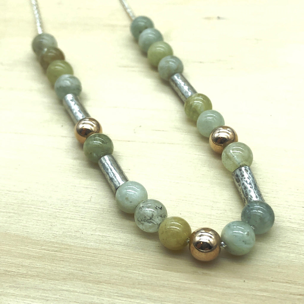 Sterling Silver, Gold & Agate Israeli Necklace - La Trobe Jewellery