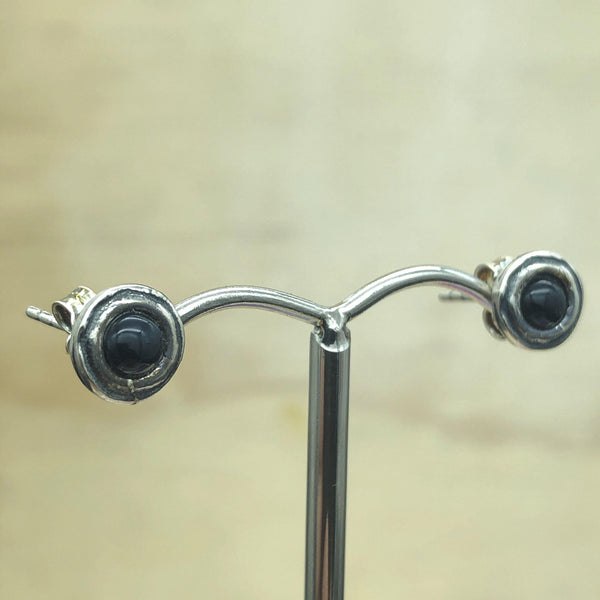 Sterling Silver Black Onyx Israeli Stud - La Trobe Jewellery