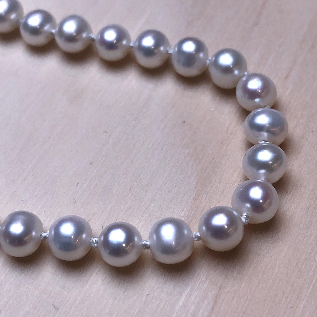 Pearl (White) 9ct Silk Knotted Necklace - La Trobe Jewellery