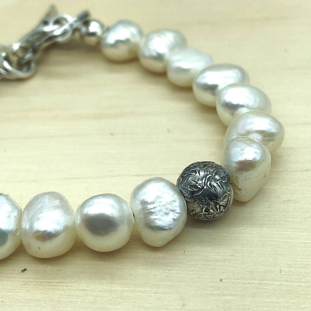 Sterling Silver & White Pearl Israeli Bracelet - La Trobe Jewellery