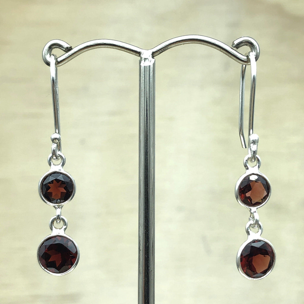 Sterling Silver Garnet Drop Earring - La Trobe Jewellery