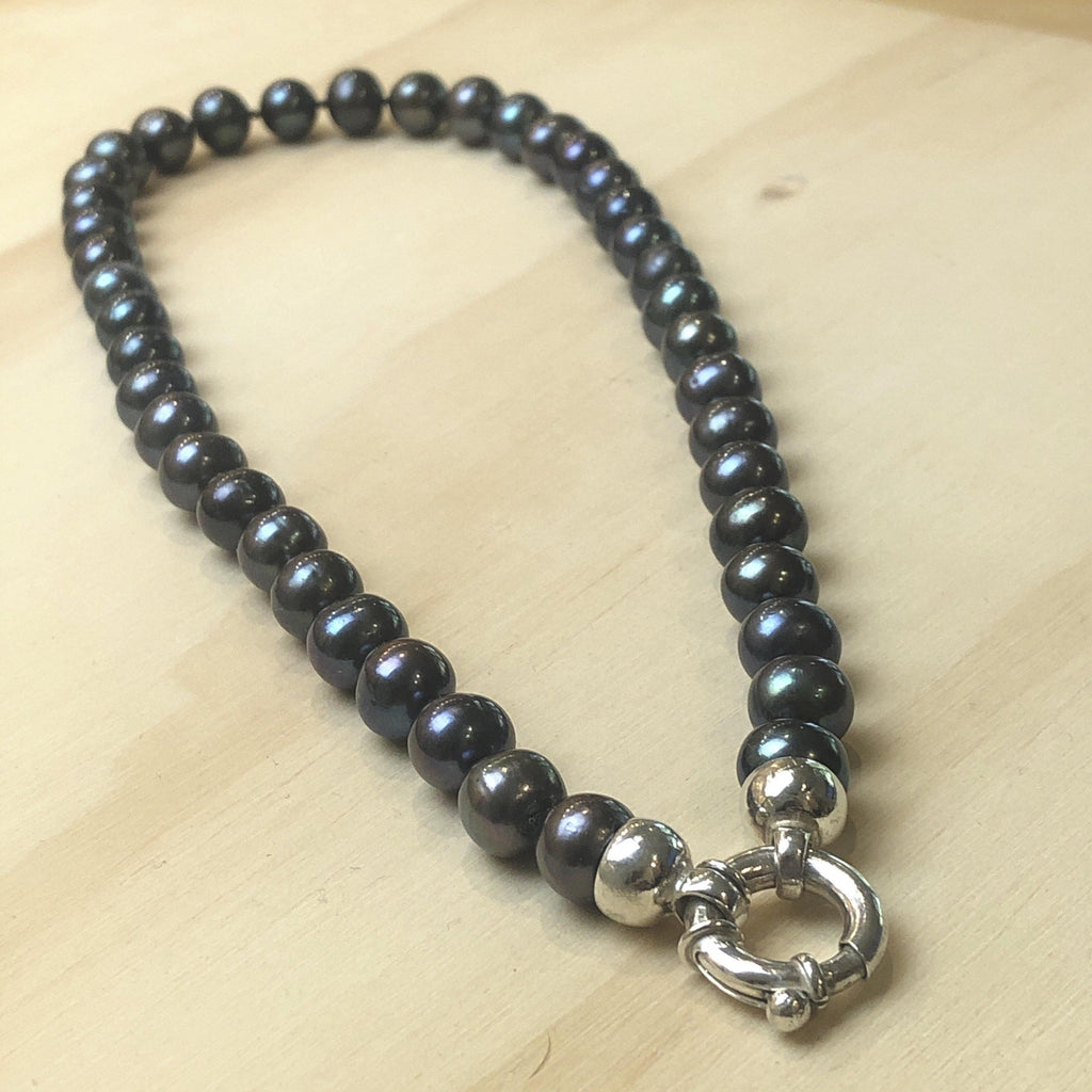Pearl (Black) Silk Knotted Necklace - La Trobe Jewellery