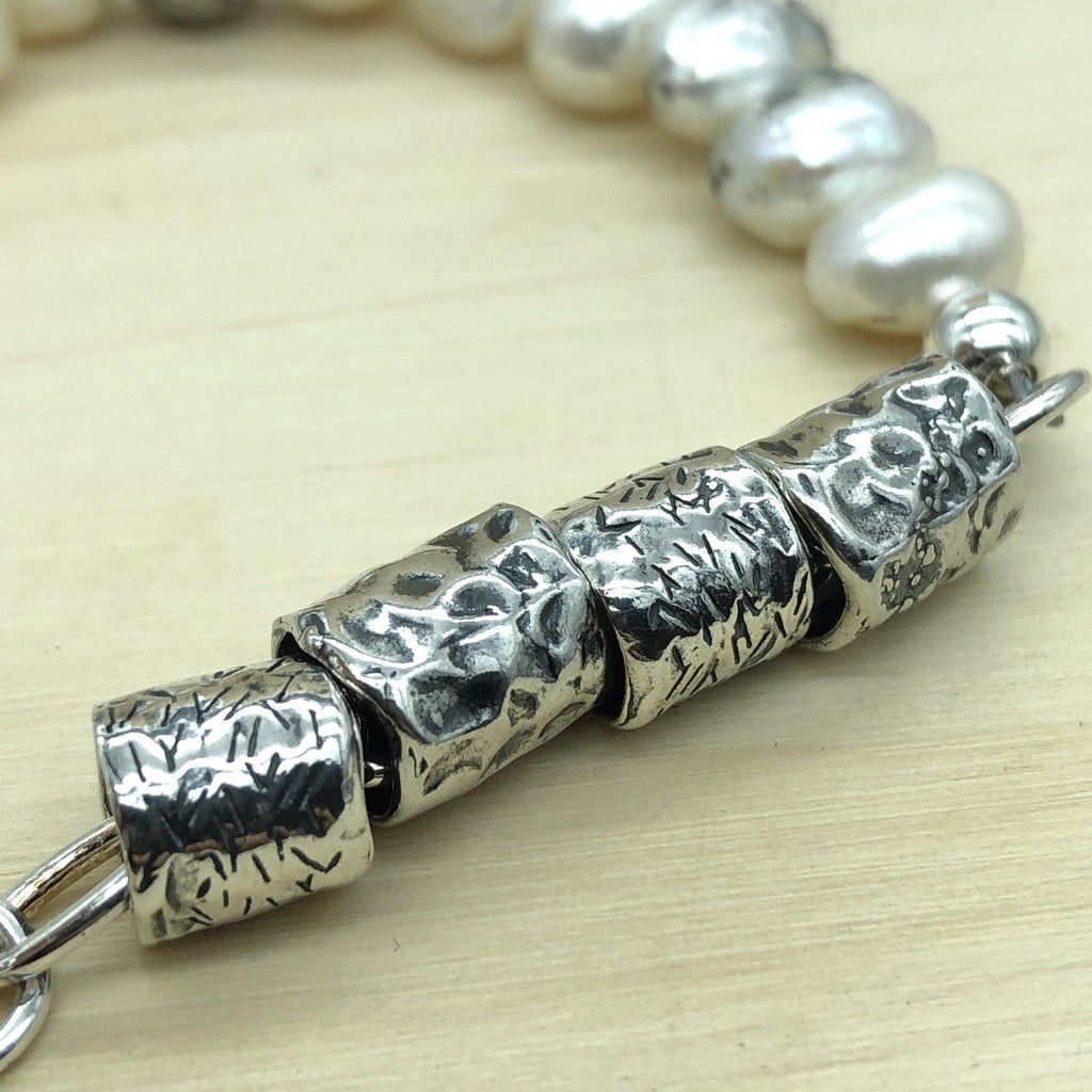 Sterling Silver & White Pearl Israeli Bracelet - La Trobe Jewellery