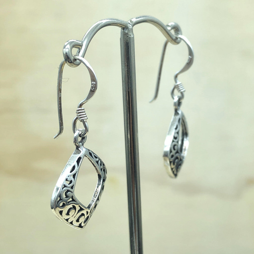 Sterling Silver Filigree Diamond Shaped Earrings - La Trobe Jewellery