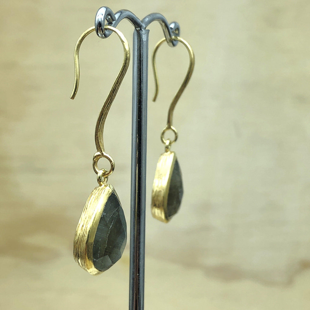 Sterling Silver Gold Labradorite Teardrop Earring - La Trobe Jewellery