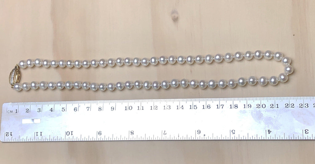 Pearl (White) 9ct diamond Silk Knotted Necklace - La Trobe Jewellery