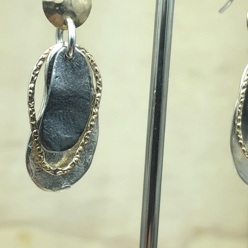 Sterling Silver Gold & Anodised Silver Israeli Earrings - La Trobe Jewellery