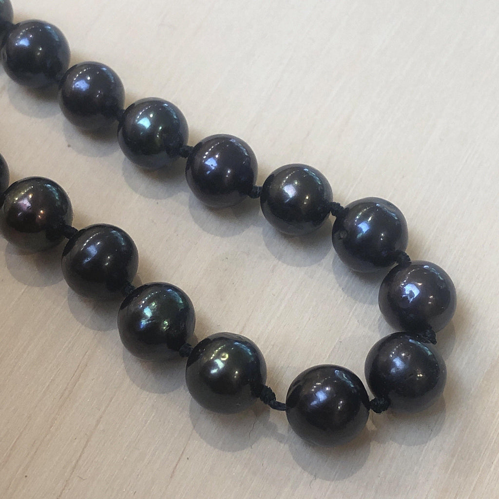 Pearl (Black) Silk Knotted Necklace - La Trobe Jewellery