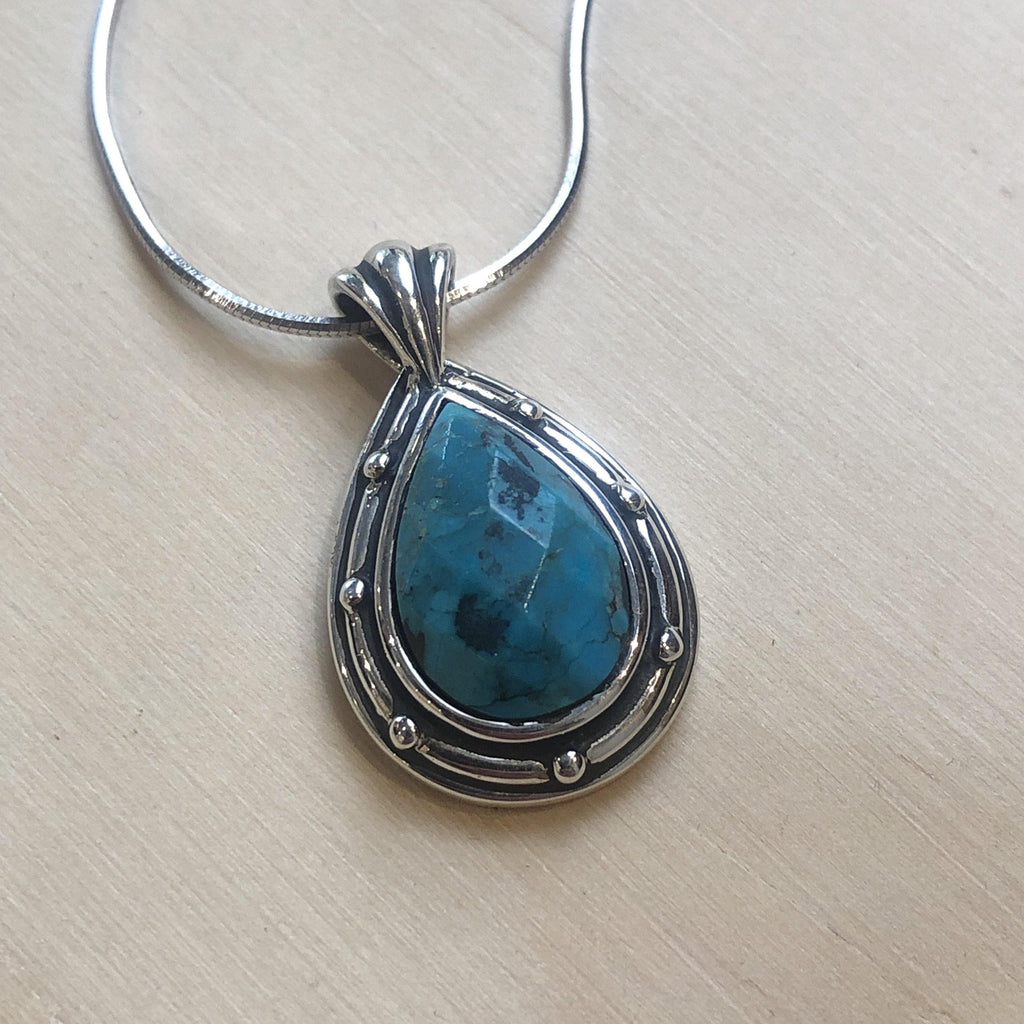 Gemstone Turquoise Teardrop Pendant - La Trobe Jewellery