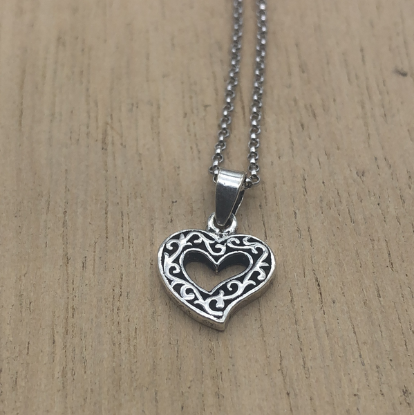 Sterling Silver Filigree Heart Pendant - La Trobe Jewellery