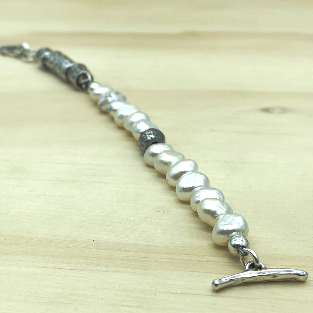 Sterling Silver & White Pearl Israeli Bracelet - La Trobe Jewellery