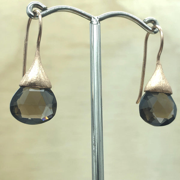 Rose Gold Smokey Quartz Drop Earring - La Trobe Jewellery