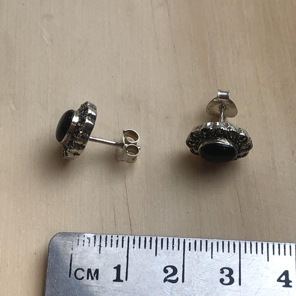 Sterling Silver stud gem & marc oval floral - La Trobe Jewellery