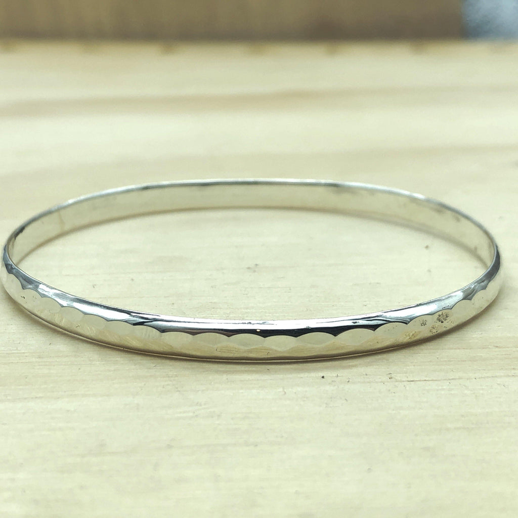 Sterling Silver bang flat beaten 5mm, 70mm diam - La Trobe Jewellery