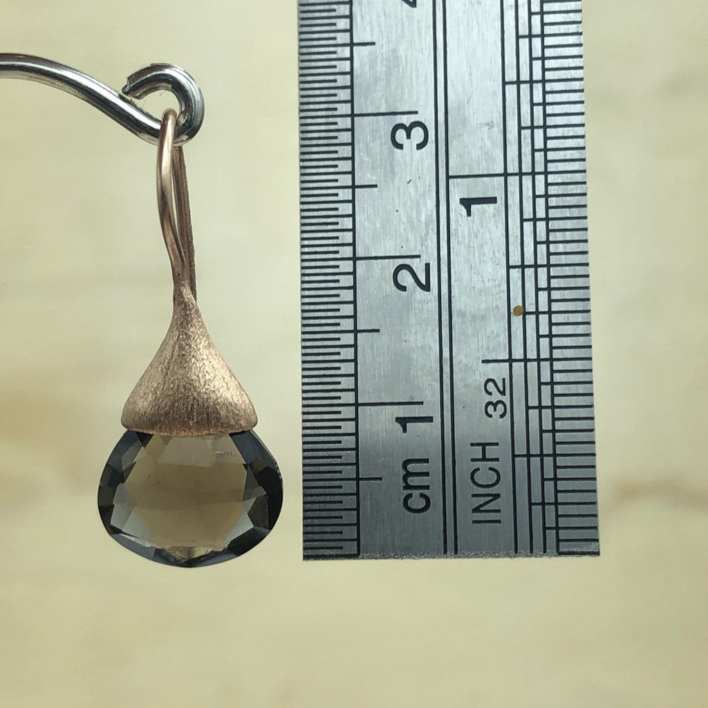 Rose Gold Smokey Quartz Drop Earring - La Trobe Jewellery