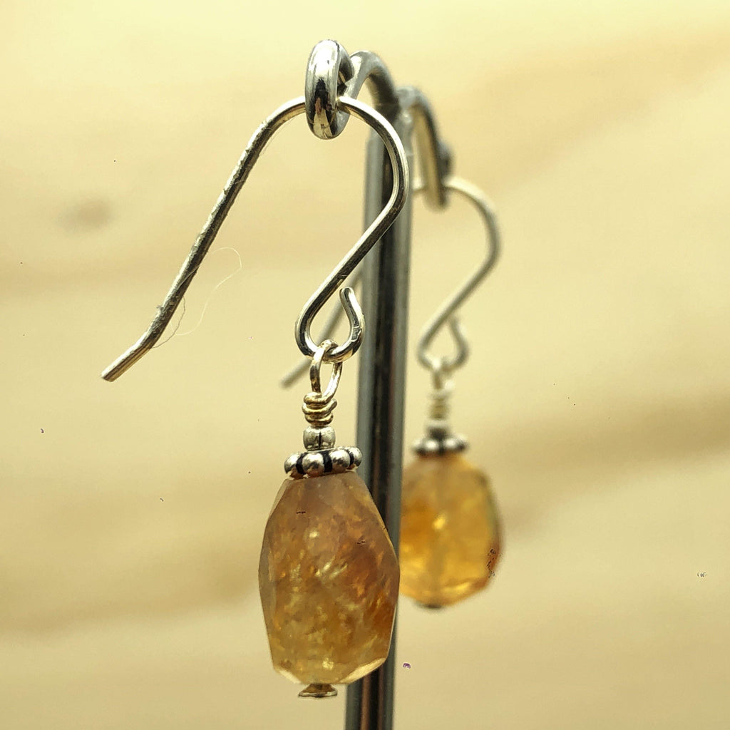 Sterling Silver Earrings  citrine rock crystal antique silv - La Trobe Jewellery